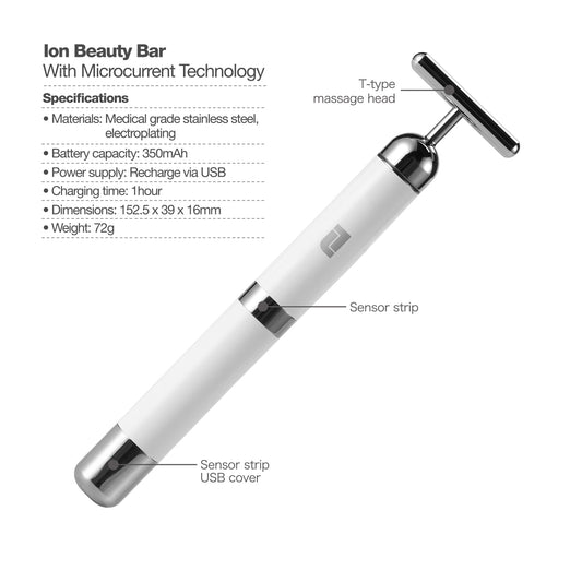 LIFETRONS | Multifunctional Negative Ion Microcurrent Beauty Bar for Eyes & Face / Rapid De-puffing / Lifting & Firming / Essence Infusion Device EM-500
