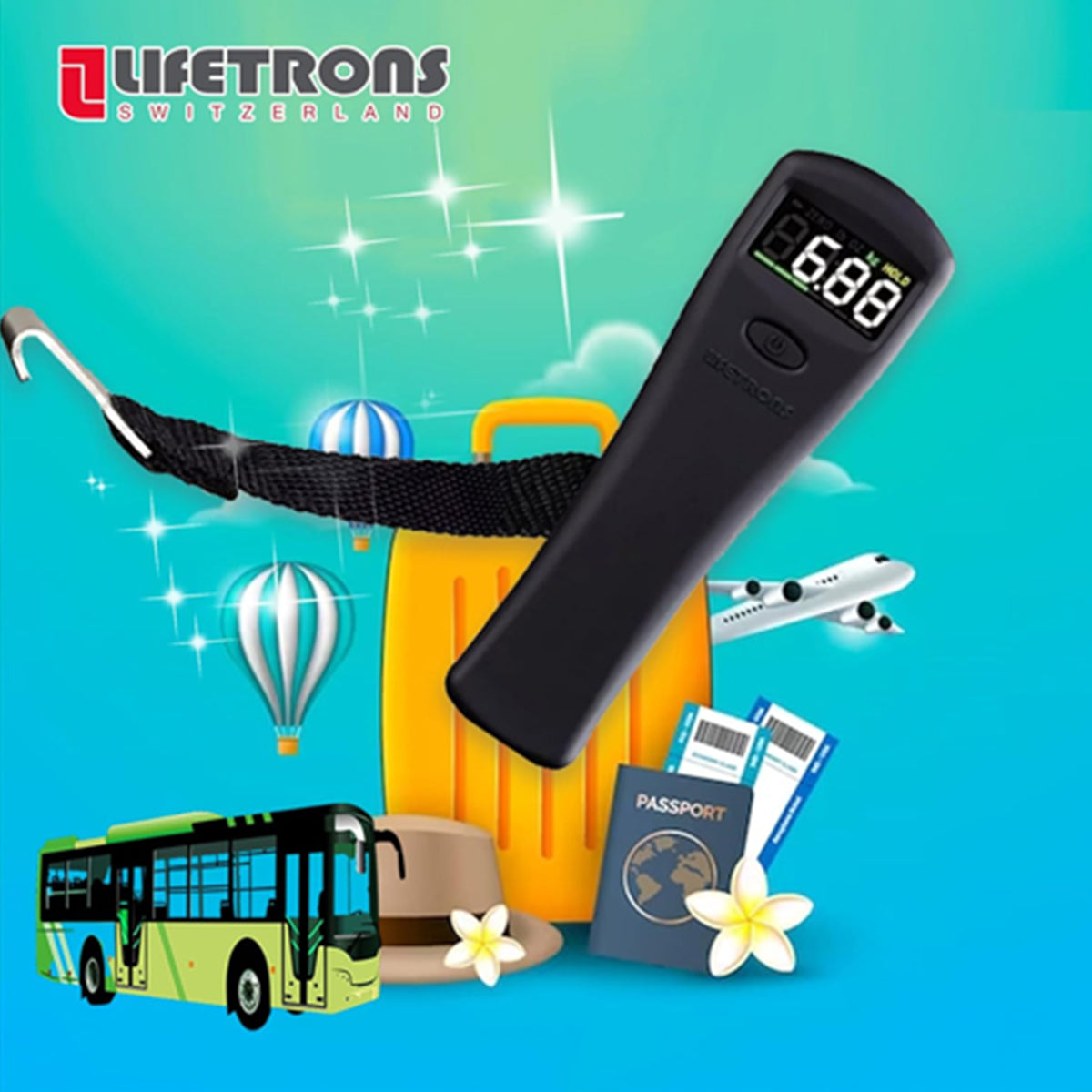 Lifetrons Switzerland Portable Digital Color Display Luggage Scale FG-6019