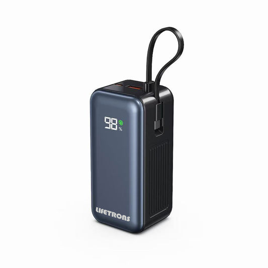 Lifetrons 20000mAh PD 65W Power Bank with Built-in Cables & Digital Display | Fast Charging