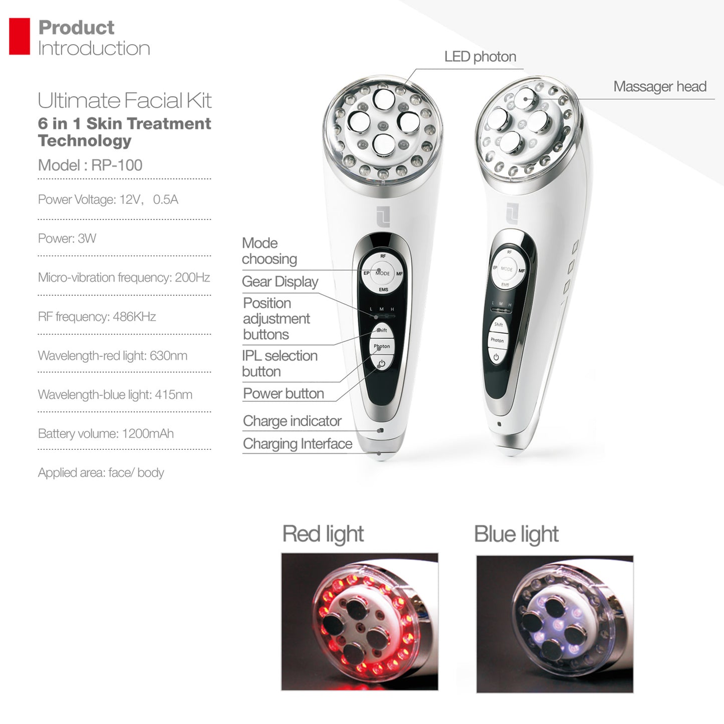 【Ultimate All-in-One Anti-Aging Beauty Device⭐】Lifetrons RP-100｜RF Radio Frequency｜EMS Microcurrent｜Electroporation Import｜Acne Red and Blue Light