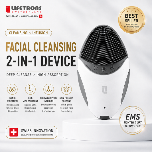 【Hypoallergenic antibacterial silicone for blackhead and blemish removal・Microcurrent lifting & importing】Lifetrons CMD-100 Sonic Deep Cleansing Device
