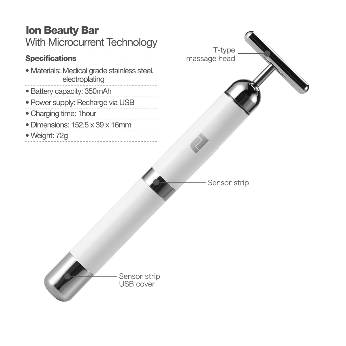 LIFETRONS | Multifunctional Negative Ion Microcurrent Beauty Bar for Eyes & Face / Rapid De-puffing / Lifting & Firming / Essence Infusion Device EM-500
