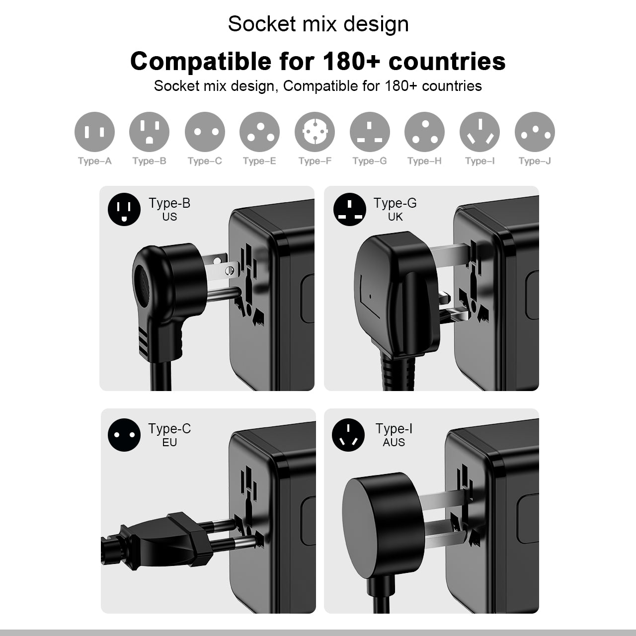 Lifetrons Universal Travel Adapter | All-in-One Plug | Multi-Port Output | Universal Charger for Phones and Cameras