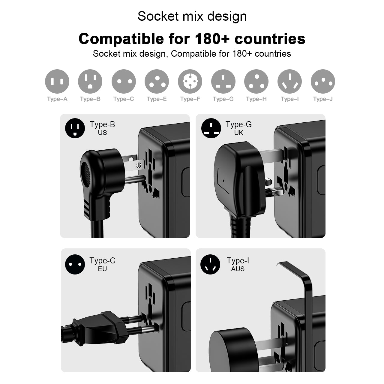 Lifetrons 45W GaN Universal Travel Adapter | Fast Charging
