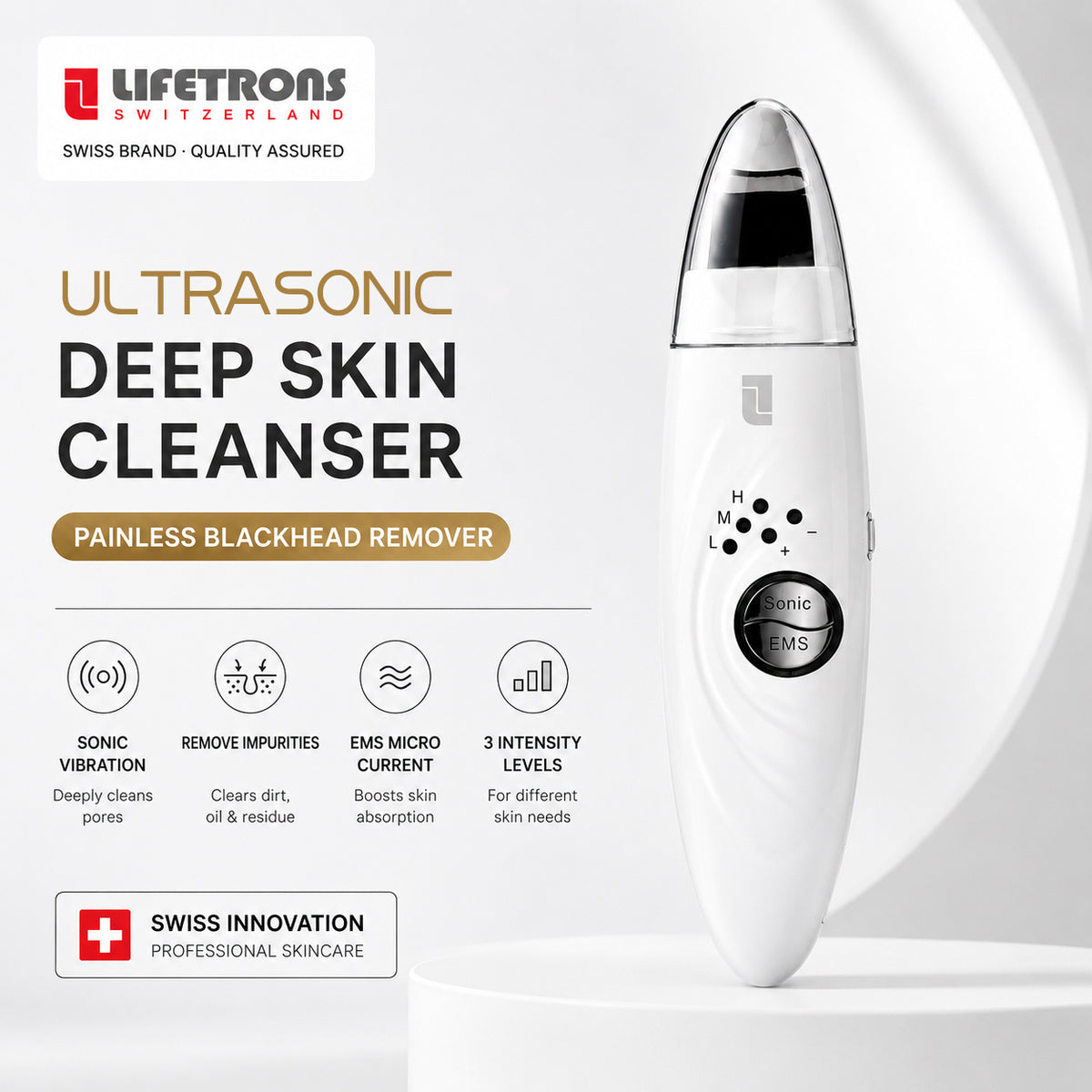 【解決手洗不掉的毛孔殘留👋】Lifetrons UI-400 超聲波去角質潔膚儀| EMS 緊緻| 深層淨膚